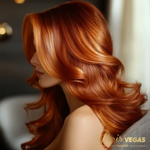 Coloração cabelo ruivo no salão Paris Vegas Beauty em Moema.