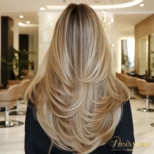 Corte de cabelo degrade feminino feito no salão de beleza em Moema, São Paulo.