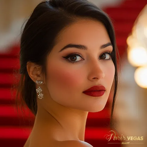 Mulher bem vestida e preparada para evento, com um look elegante e sofisticado.