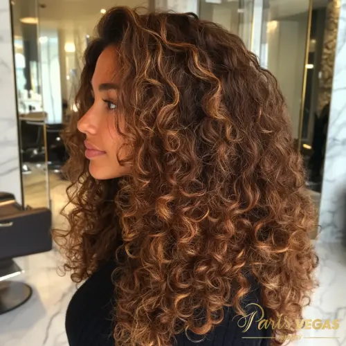 Estilo de cabelo com ondas 3A no salão Paris Vegas Beauty em São Paulo, com definição e movimento natural.