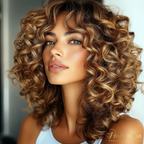 Estilo de cabelo com ondas 3B no salão Paris Vegas Beauty em São Paulo, com volume e definição acentuados.