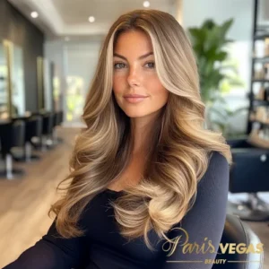 Corte de cabelo feminino no salão Paris Vegas Beauty em Moema, São Paulo.