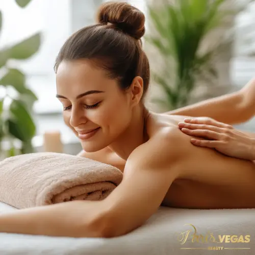 Pessoa recebendo uma massagem relaxante em um salão de beleza em Moema, São Paulo, Paris Vegas Beauty