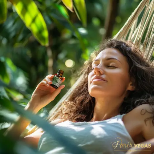 Mulher relaxando em um ambiente tranquilo, usufruindo dos benefícios do óleo essencial no salão de beleza em Moema.