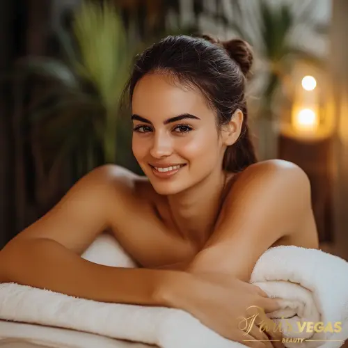 Cliente em sessão de relaxamento no salão de beleza Paris Vegas Beauty, localizado em Moema, São Paulo.