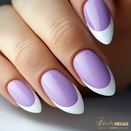 Modelos roxo unhas francesinhas, uma variação moderna da clássica francesinha.