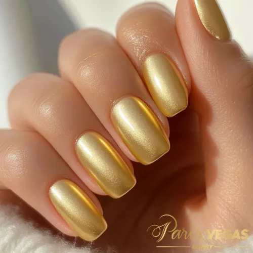 Esmaltação metalizada com brilho, feitas no salão Paris Vegas Beauty em Moema, São Paulo, proporcionando um visual moderno e sofisticado.