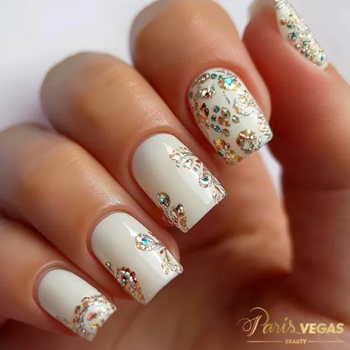 Design com pedras brilhantes e cores vibrantes, feito no Paris Vegas Beauty em Moema