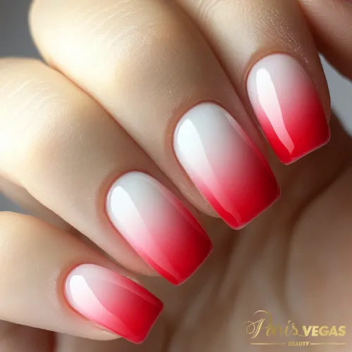 Degradê Vermelho e Branco: nail designer Moema, Paris Vegas Beauty