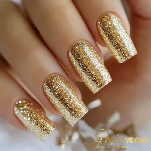 Esmaltação com glitter feitas no salão de beleza Paris Vegas Beauty em Moema.