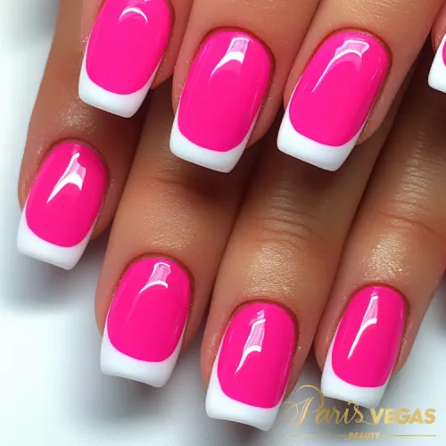 Unhas pink com francesinha, um design clássico e elegante para suas mãos.